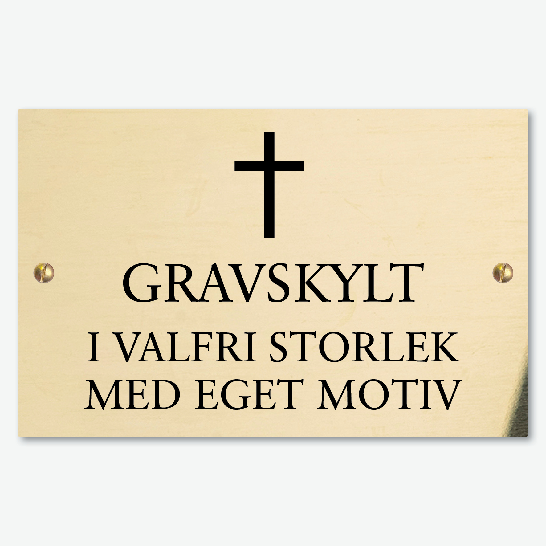 Graverat motiv i 2 mm polerad mässing, Valfri storlek.