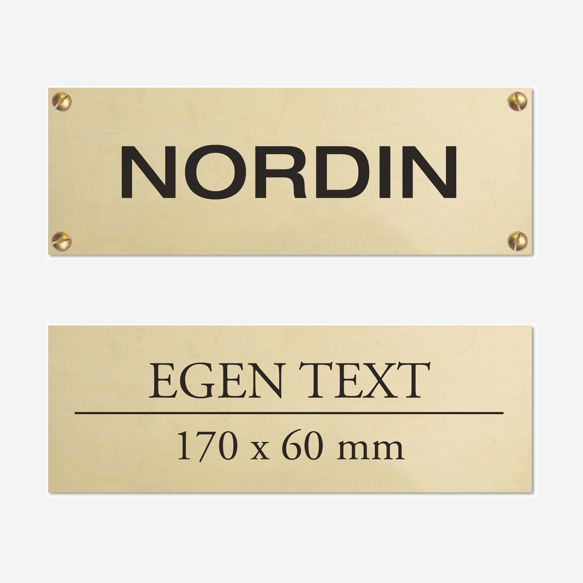 Dörrskylt i äkta polerad mässing med färgfylld gravyr