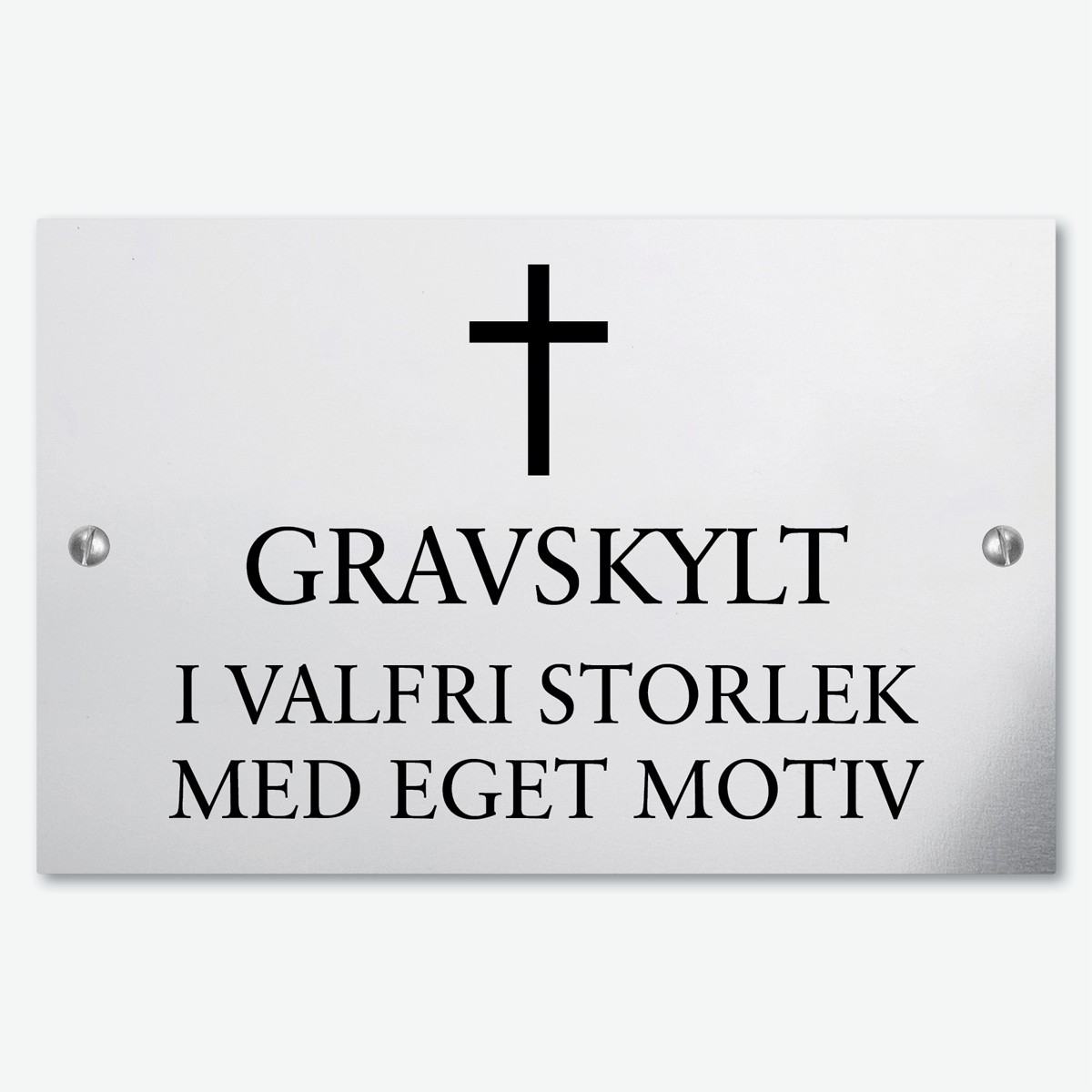 Graverad gravskylt med färgfylld gravyr i aluminium med eget valfritt motiv