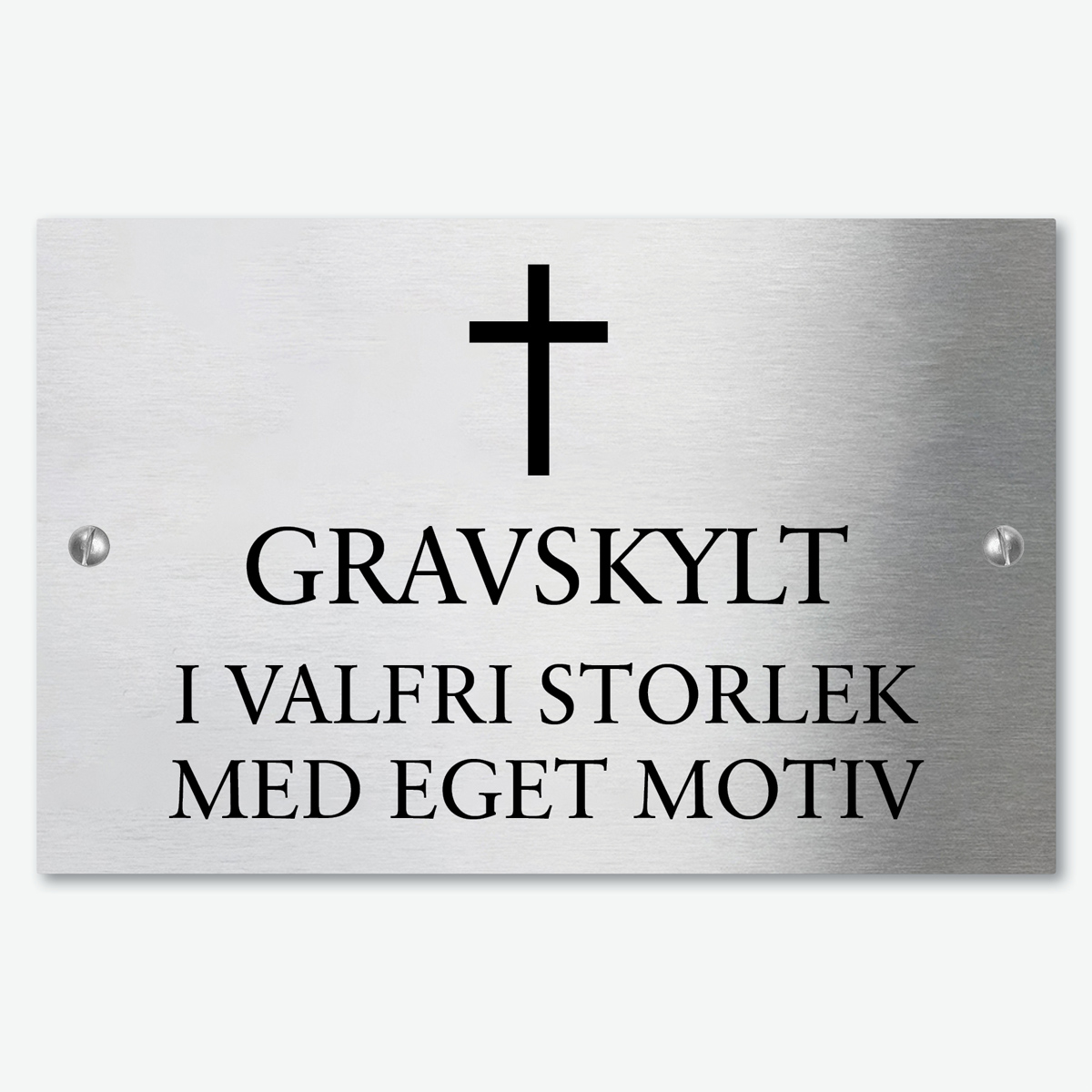 Graverad gravskylt med färgfylld gravyr i rostfritt stål med eget valfritt motiv