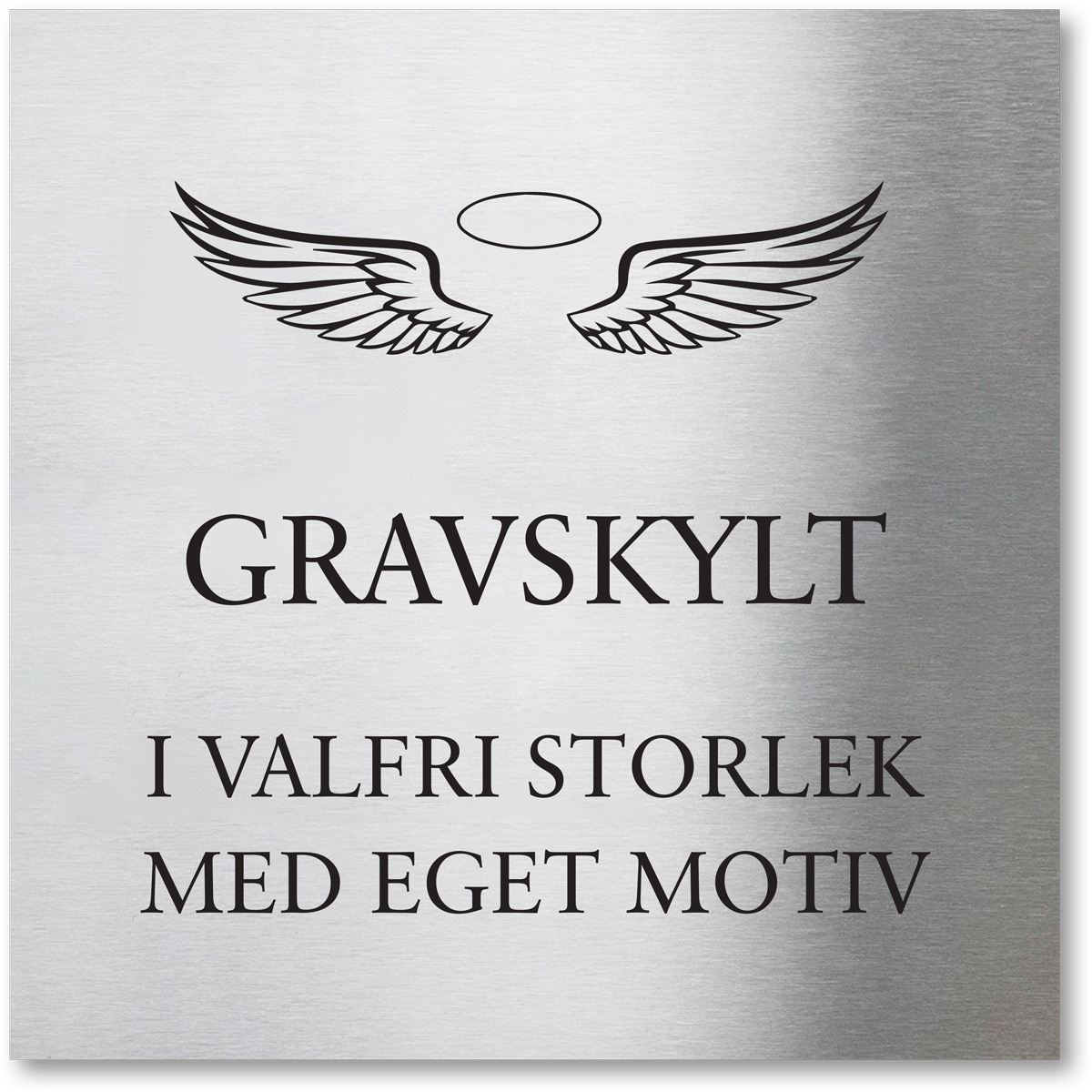 Graverad gravskylt med färgfylld gravyr i rostfritt stål med eget valfritt motiv